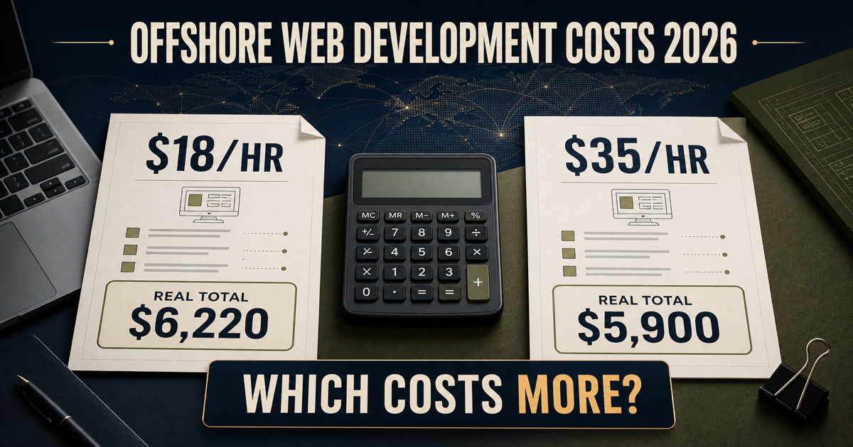 Offshore web development cost comparison showing an $18 per hour quote costing more than a $35 per hour quote