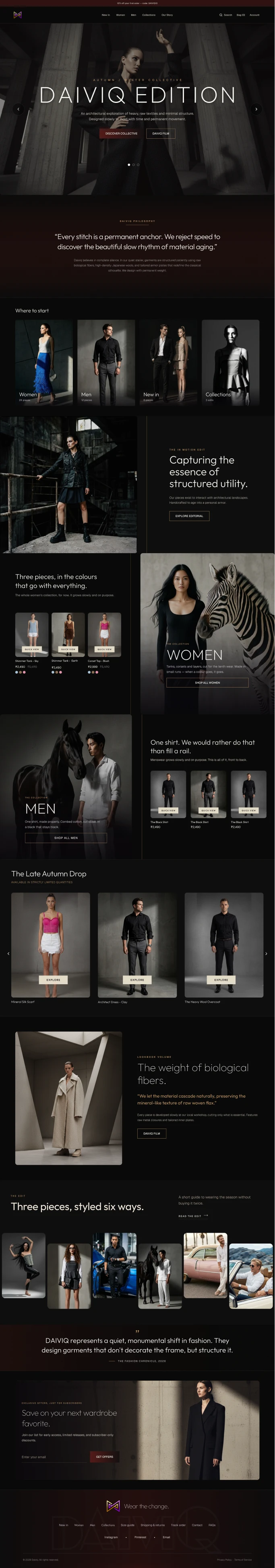 Daiviq website: campaign hero and store navigation